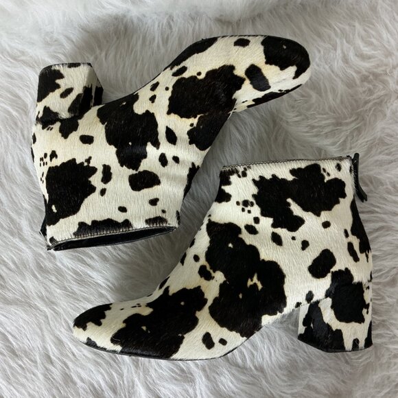 McQ Alexander McQueen Brown Ivory Spotted Calf Hair Ankle Boots EU 41 US 11 - Picture 6 of 9